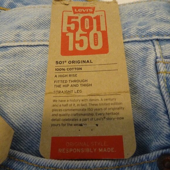 Levi's 501 Jeans Women's Size 29x30 Blue Denim 150th Anniversary Floral Patch . - Picture 9 of 13